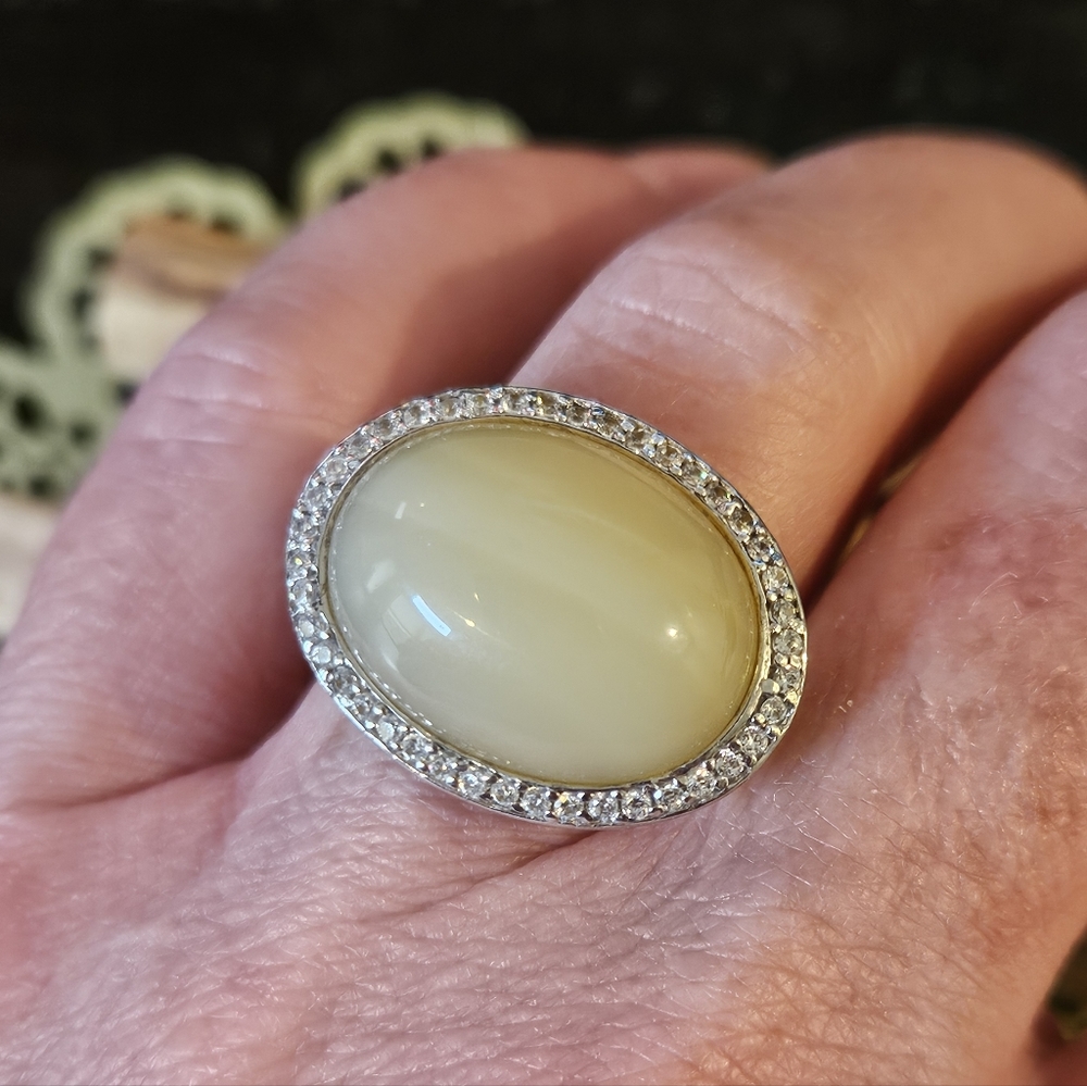 🍿CLEARANCE🍿Sterling Silver Jasper CZ Diamond Ring